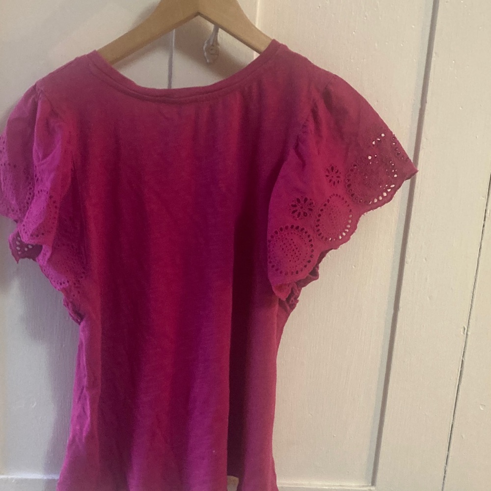 Jessica Simpson Magenta Eyelet Sleeve Top - Picture 5 of 5